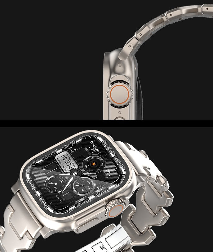 Correa de reloj de titanio con hebilla de mariposa para Apple Watch 