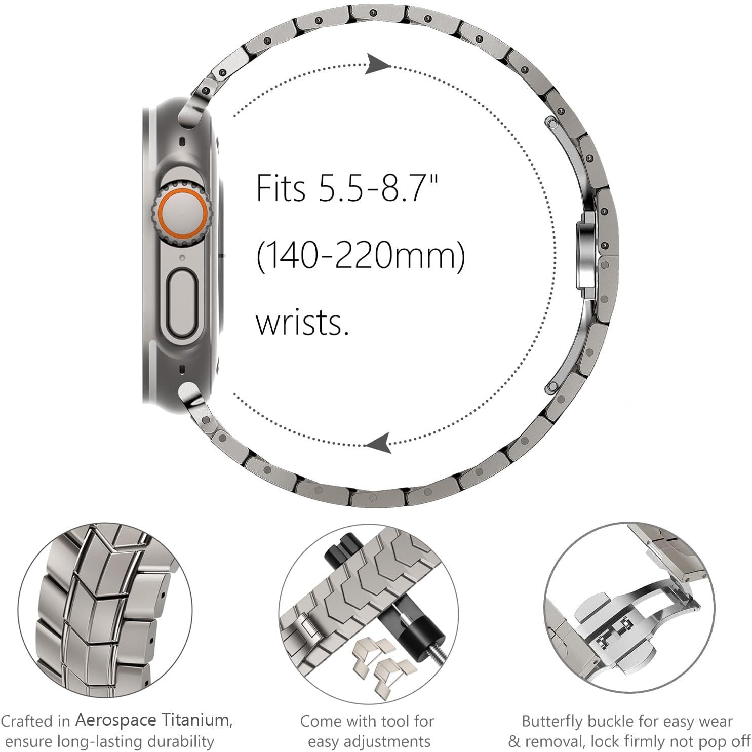 Correa protectora de aleación de titanio y metal para Apple Watch