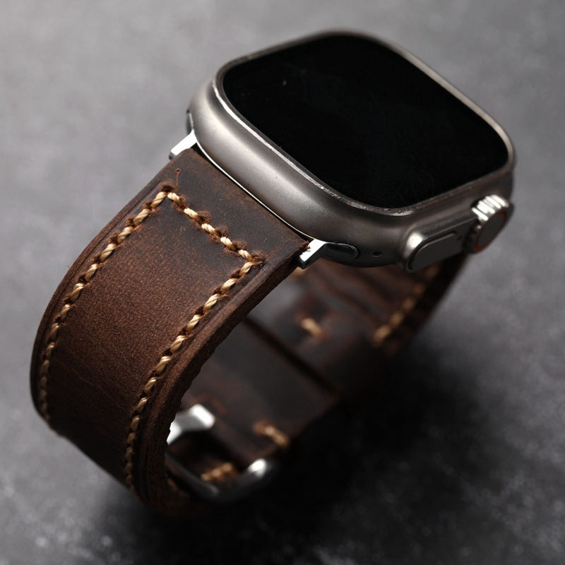 Walnut Brown Leather Band For Apple Watch