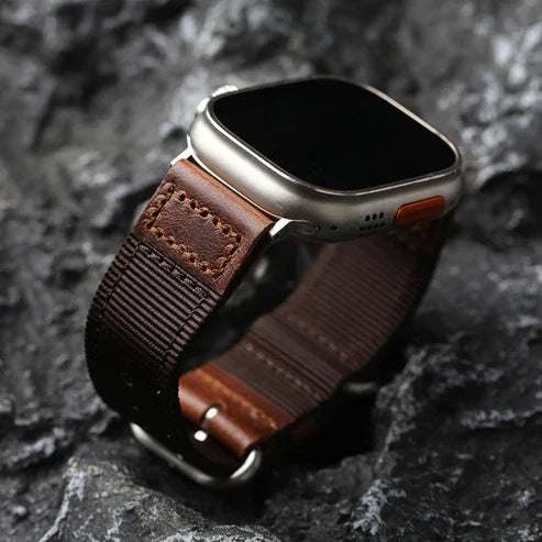 Correa de reloj de nailon de doble capa hecha a mano para Apple Watch