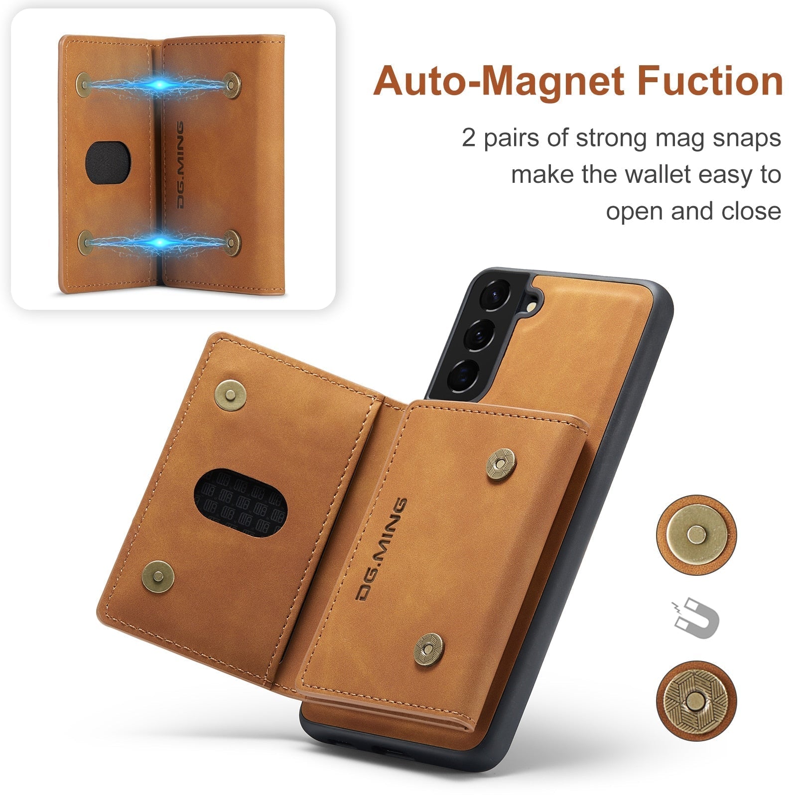 Funda de cuero magnética desmontable 2 en 1 para Samsung Galaxy 