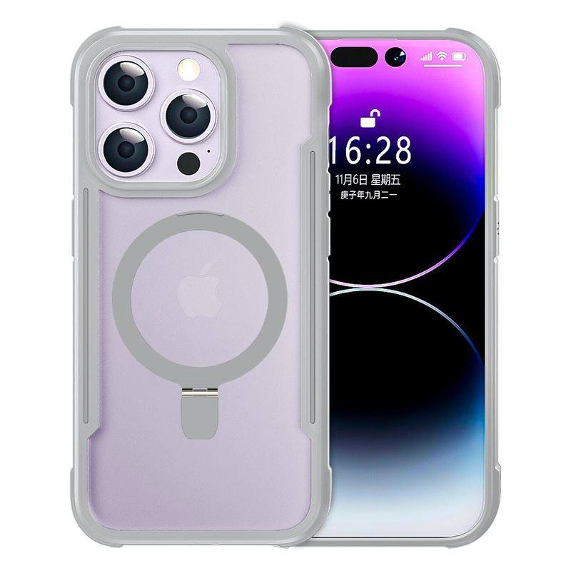 Funda para iPhone 2 en 1 con soporte magnético Magsafe transparente