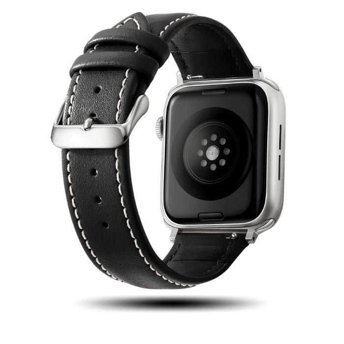 Correa de cuero para Apple Watch: cuero premium negro