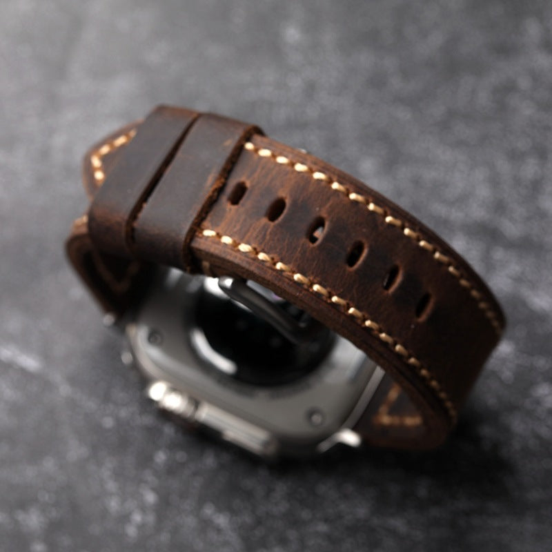 Walnut Brown Leather Band For Apple Watch