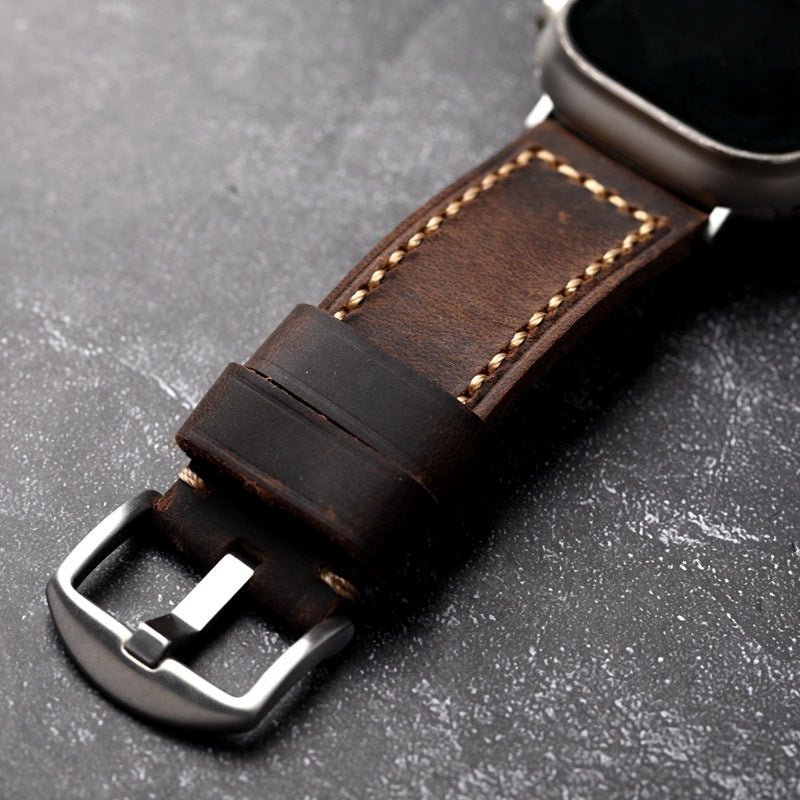 Walnut Brown Leather Band For Apple Watch