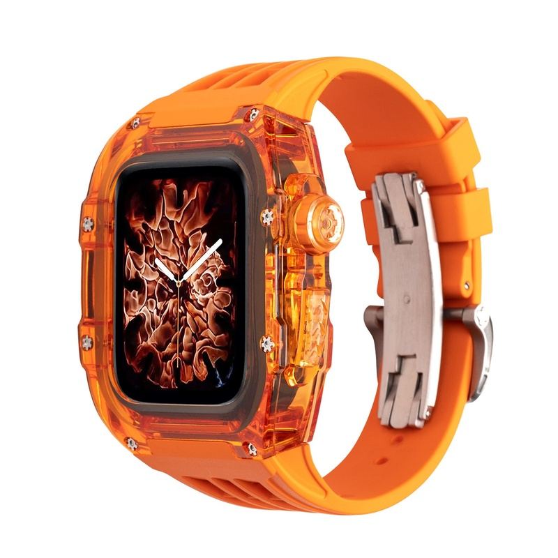 44/45mm Transparent Viton Conversion Case with Butterfly Buckle for Apple Watch