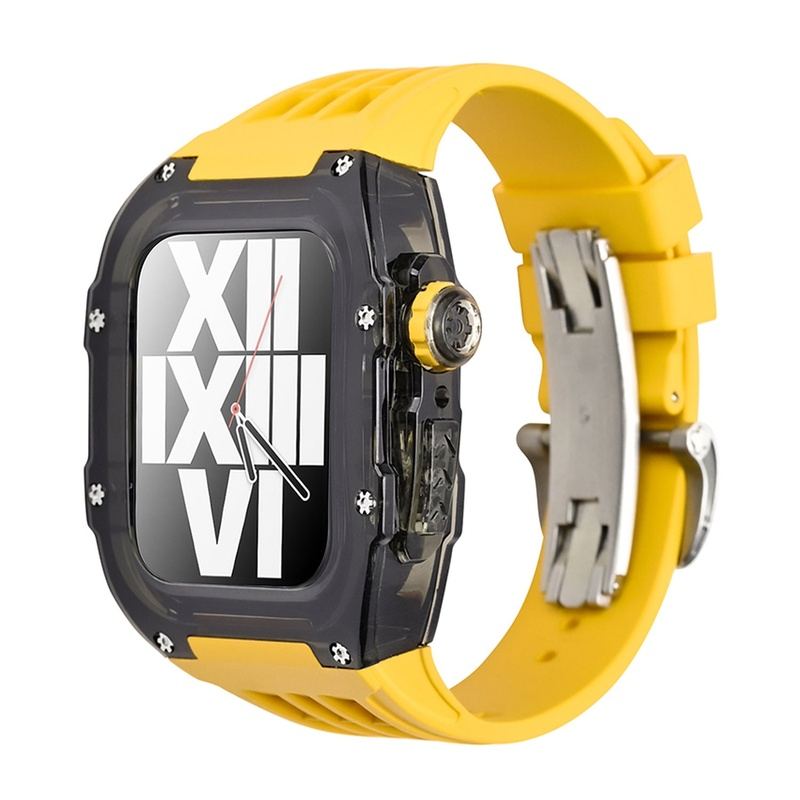 44/45mm Transparent Viton Conversion Case with Butterfly Buckle for Apple Watch