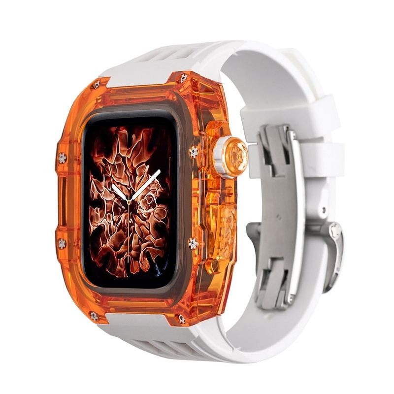 44/45mm Transparent Viton Conversion Case with Butterfly Buckle for Apple Watch