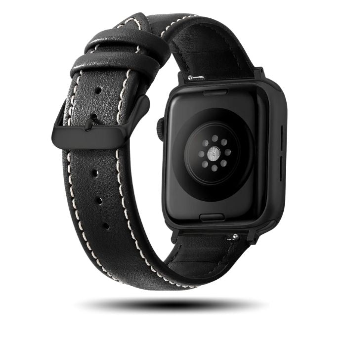 Correa de cuero para Apple Watch: cuero premium negro