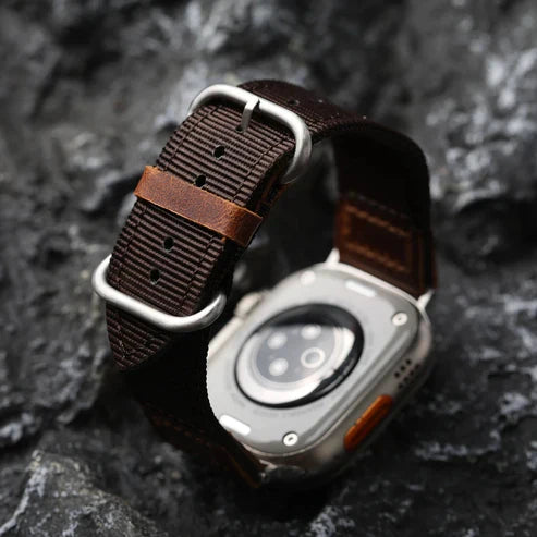 Correa de reloj de nailon de doble capa hecha a mano para Apple Watch