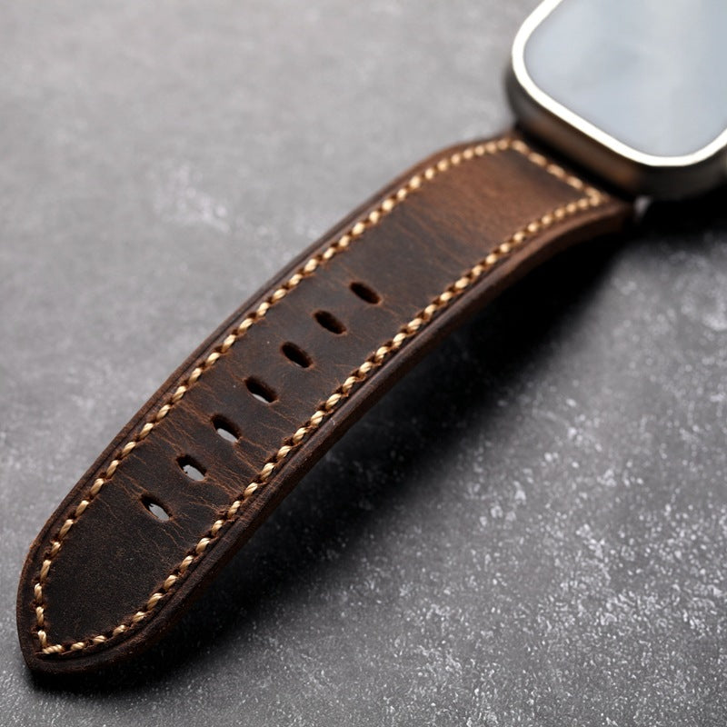 Walnut Brown Leather Band For Apple Watch