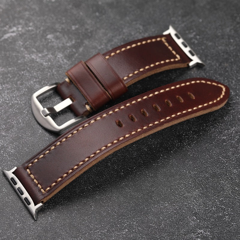 Maßgeschneidertes Apple Watch Armband - Antik Rot-Braun