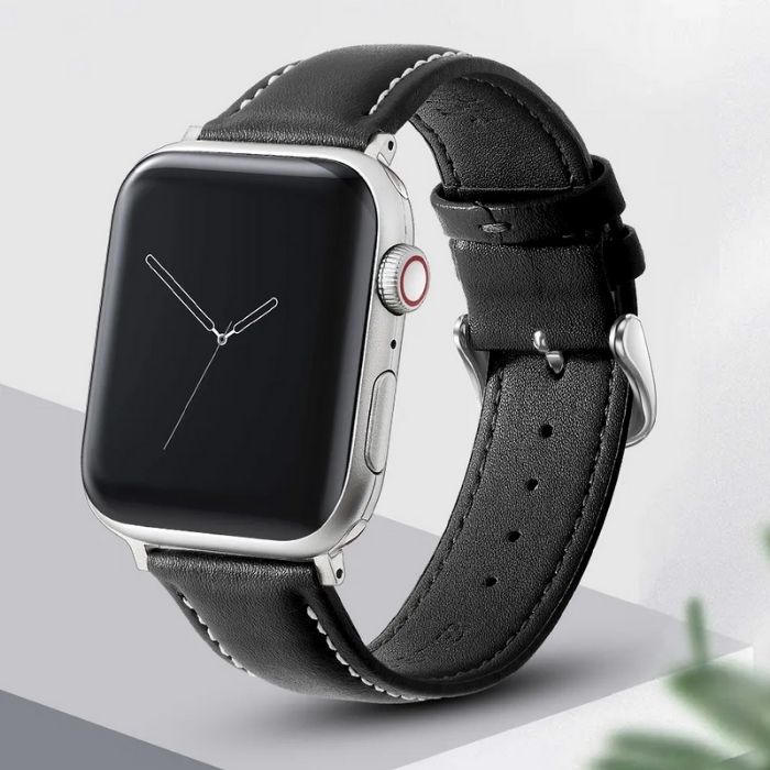 Correa de cuero para Apple Watch: cuero premium negro