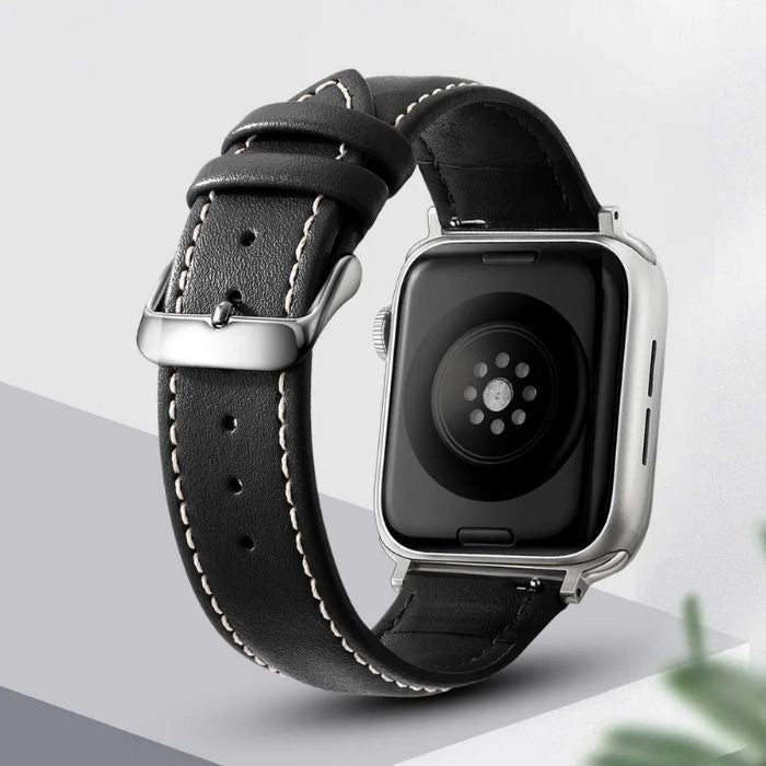 Correa de cuero para Apple Watch: cuero premium negro