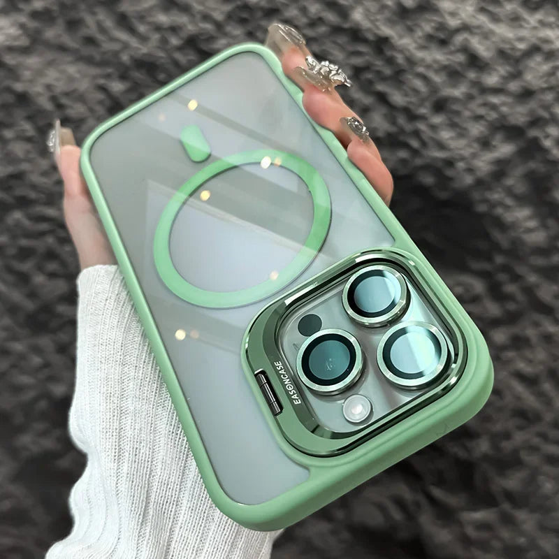 Lens Stand Transparent Case For iPhone