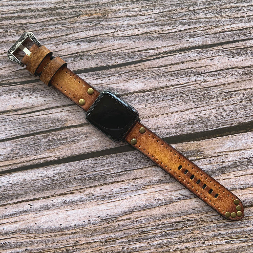 Vintage Lederarmband für die Apple Watch – Nietenelemente