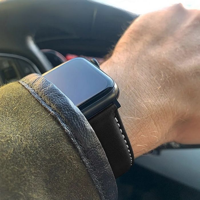 Correa de cuero para Apple Watch: cuero premium negro