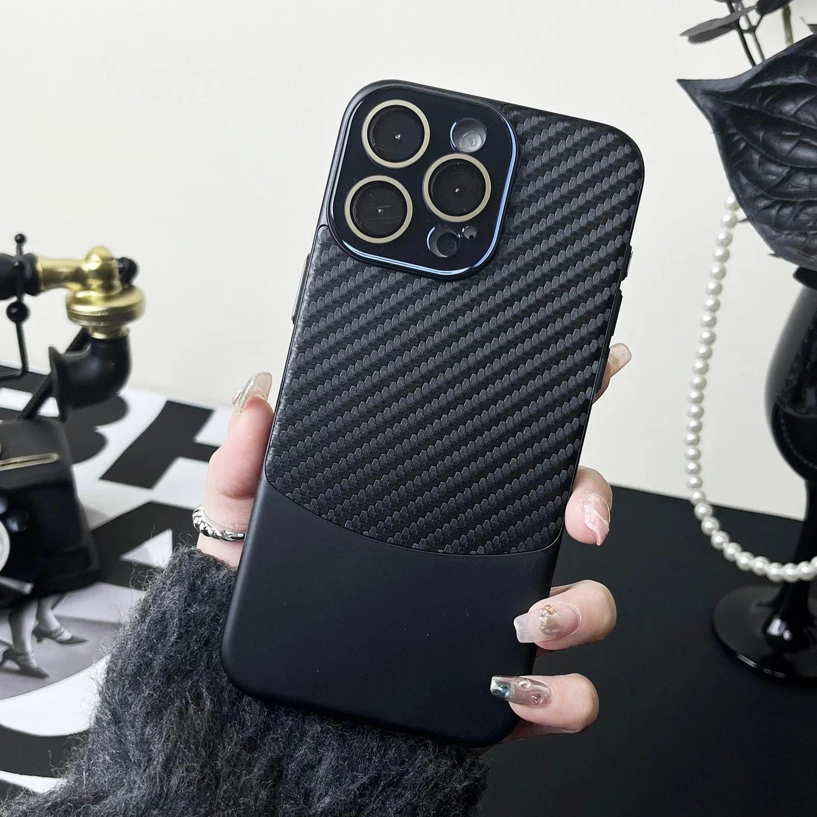 Binary Carbon Fiber Glass Lens iPhone Case