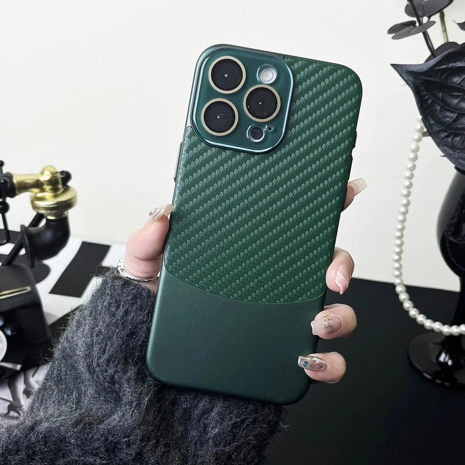 Binary Carbon Fiber Glass Lens iPhone Case