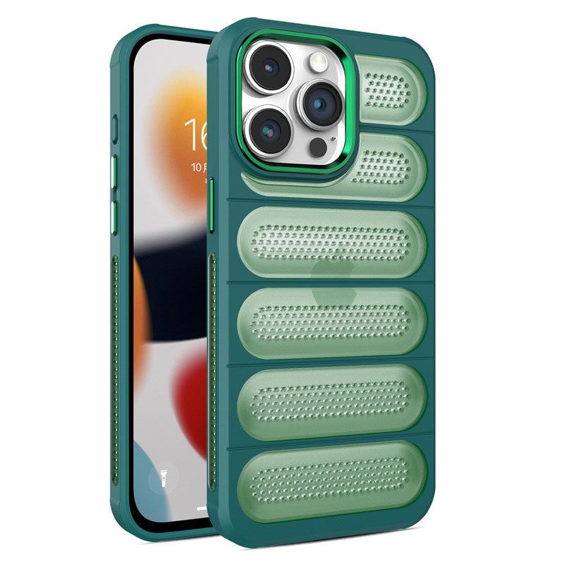 Funda de silicona para iPhone con disipación de calor y malla translúcida y transpirable