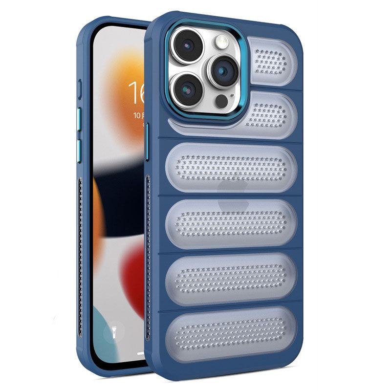 Funda de silicona para iPhone con disipación de calor y malla translúcida y transpirable