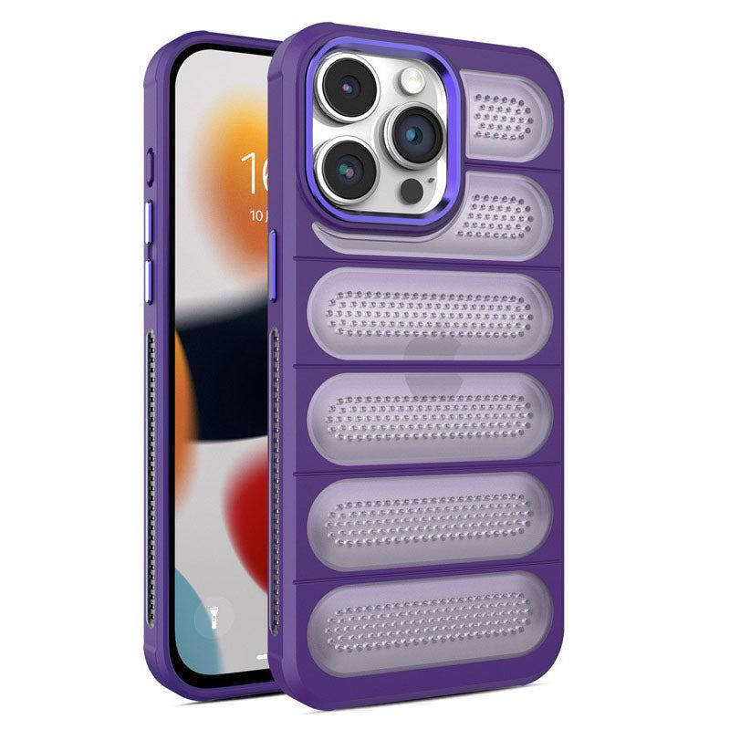 Funda de silicona para iPhone con disipación de calor y malla translúcida y transpirable