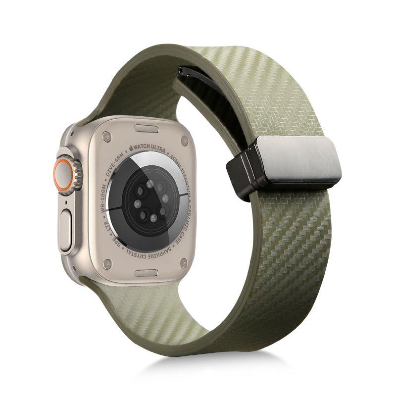 Magnetisches Silikonarmband mit Kohlefasermuster für Apple Watch