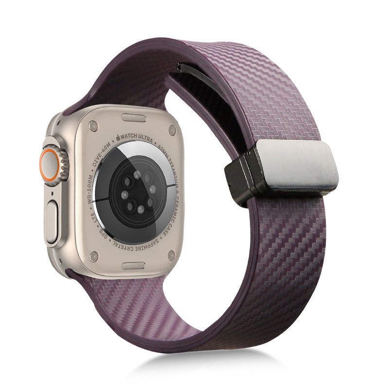 Magnetisches Silikonarmband mit Kohlefasermuster für Apple Watch