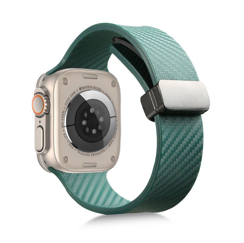 Magnetisches Silikonarmband mit Kohlefasermuster für Apple Watch