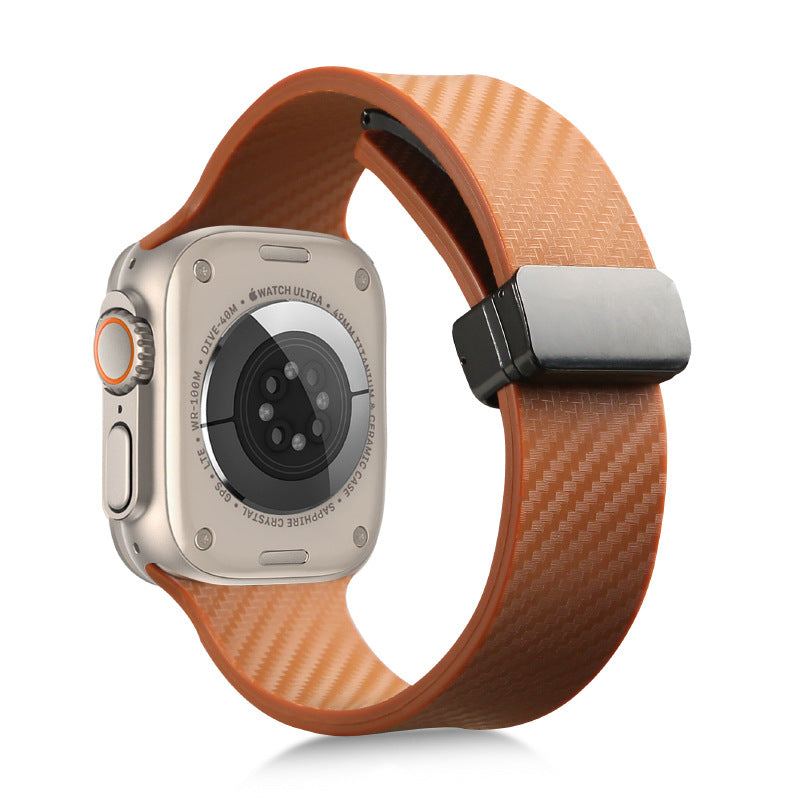 Magnetisches Silikonarmband mit Kohlefasermuster für Apple Watch