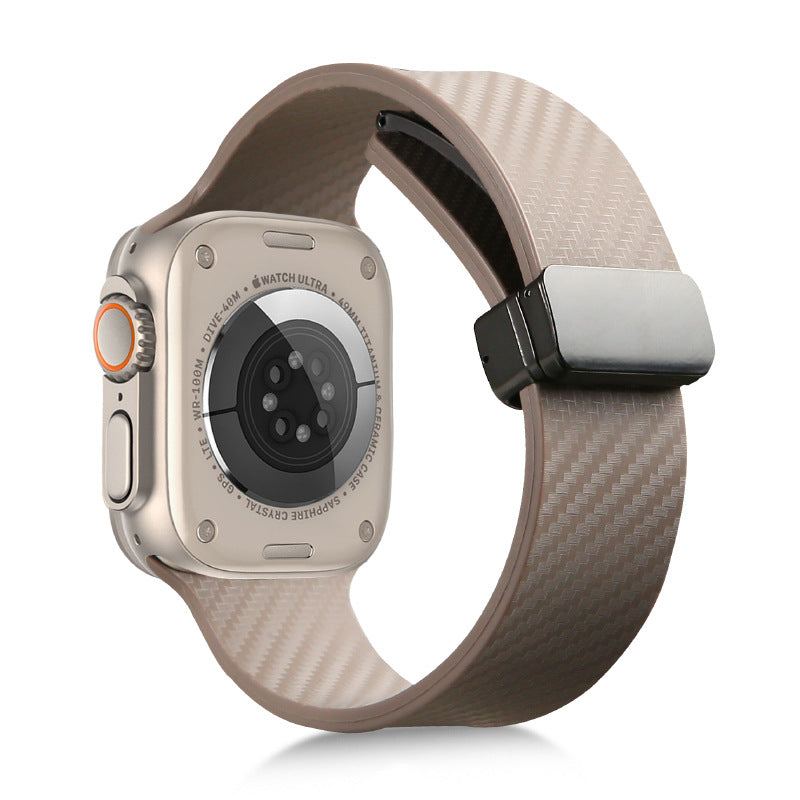 Carbon Fiber Pattern Magnetic Silicone Band For Apple Watch