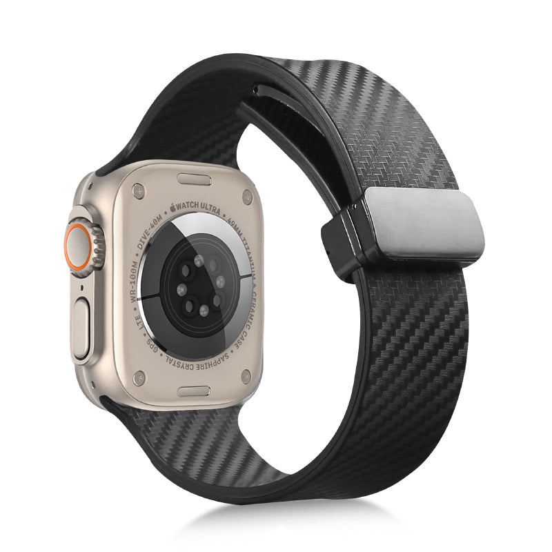 Magnetisches Silikonarmband mit Kohlefasermuster für Apple Watch