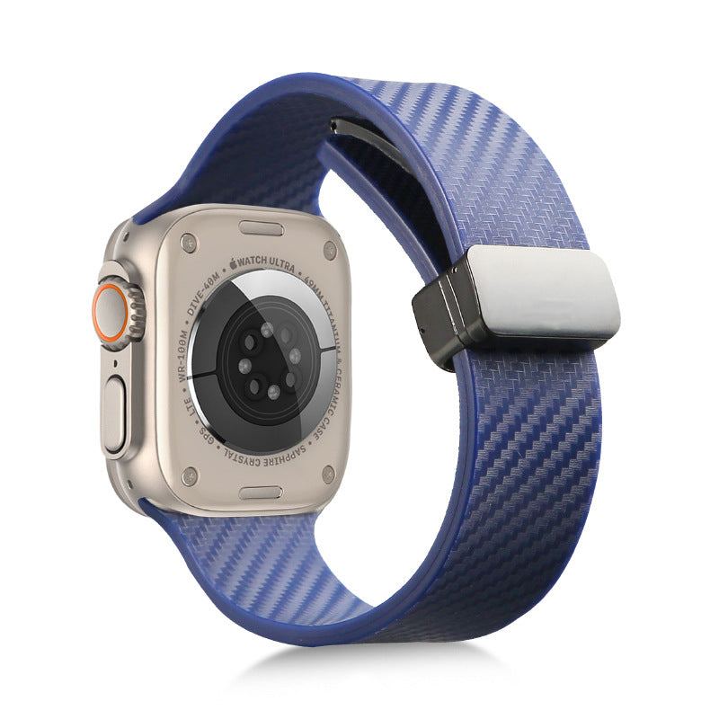 Magnetisches Silikonarmband mit Kohlefasermuster für Apple Watch