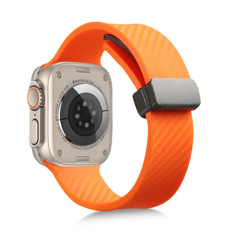 Magnetisches Silikonarmband mit Kohlefasermuster für Apple Watch