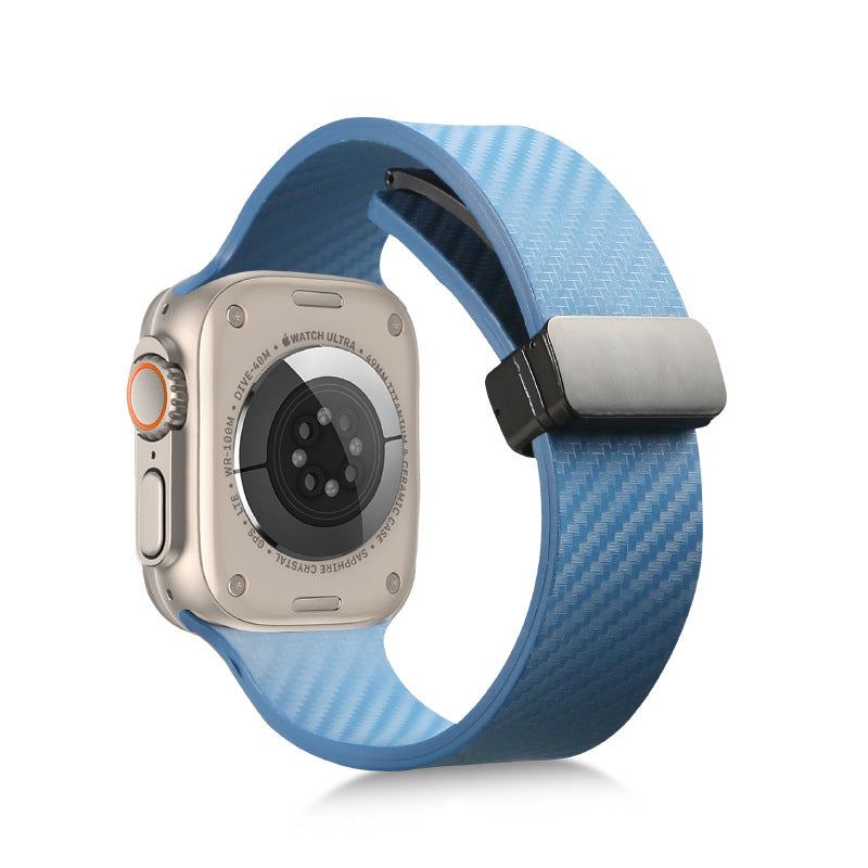 Carbon Fiber Pattern Magnetic Silicone Band For Apple Watch