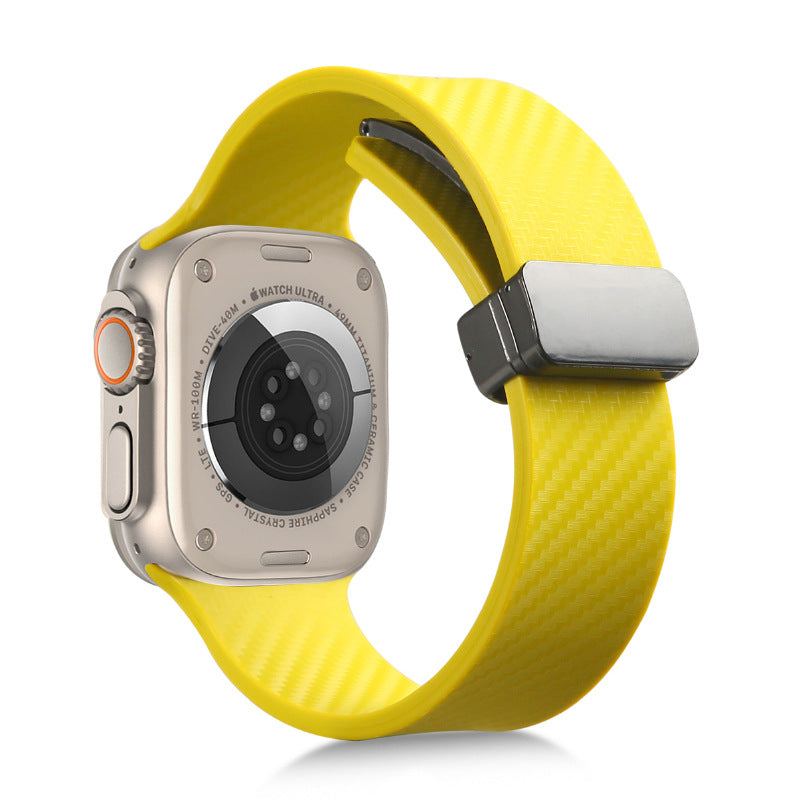 Carbon Fiber Pattern Magnetic Silicone Band For Apple Watch