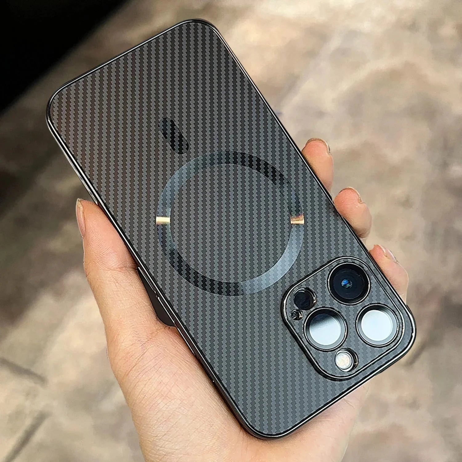 Funda para iPhone con diseño de fibra de carbono 