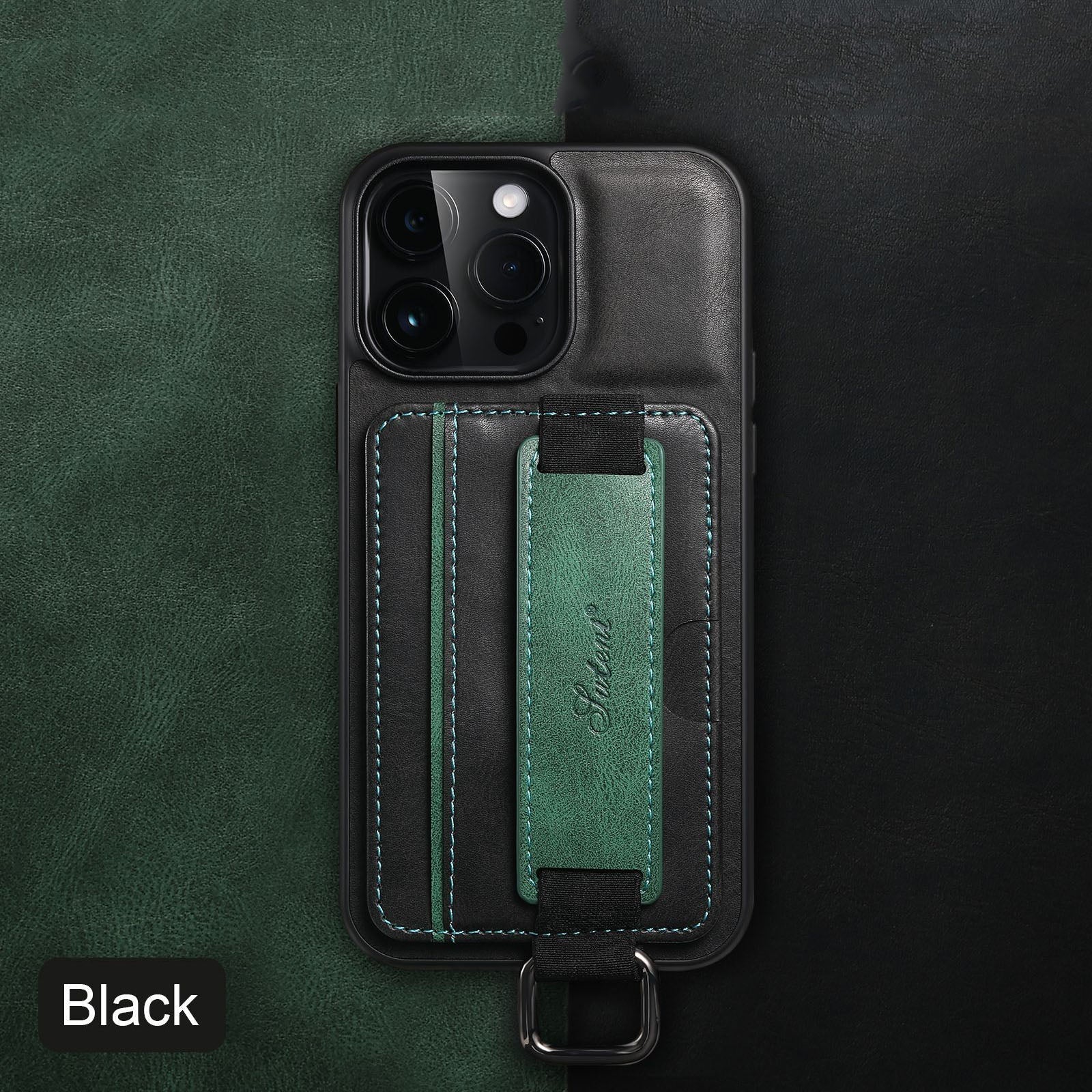 Card Pocket and Strap Leather iPhone Case