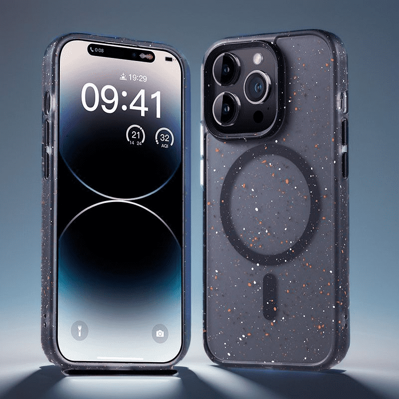 Transparente magnetische iPhone-Hülle mit Tintenspritzer-Motiv