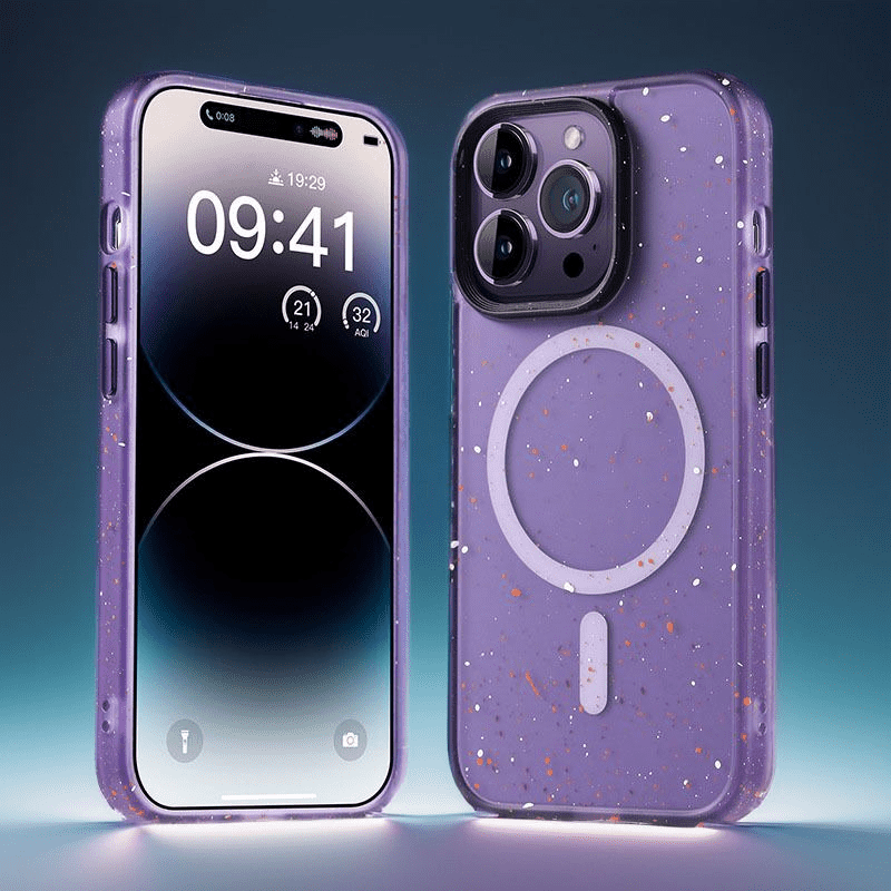 Funda magnética transparente para iPhone con efecto salpicadura de tinta