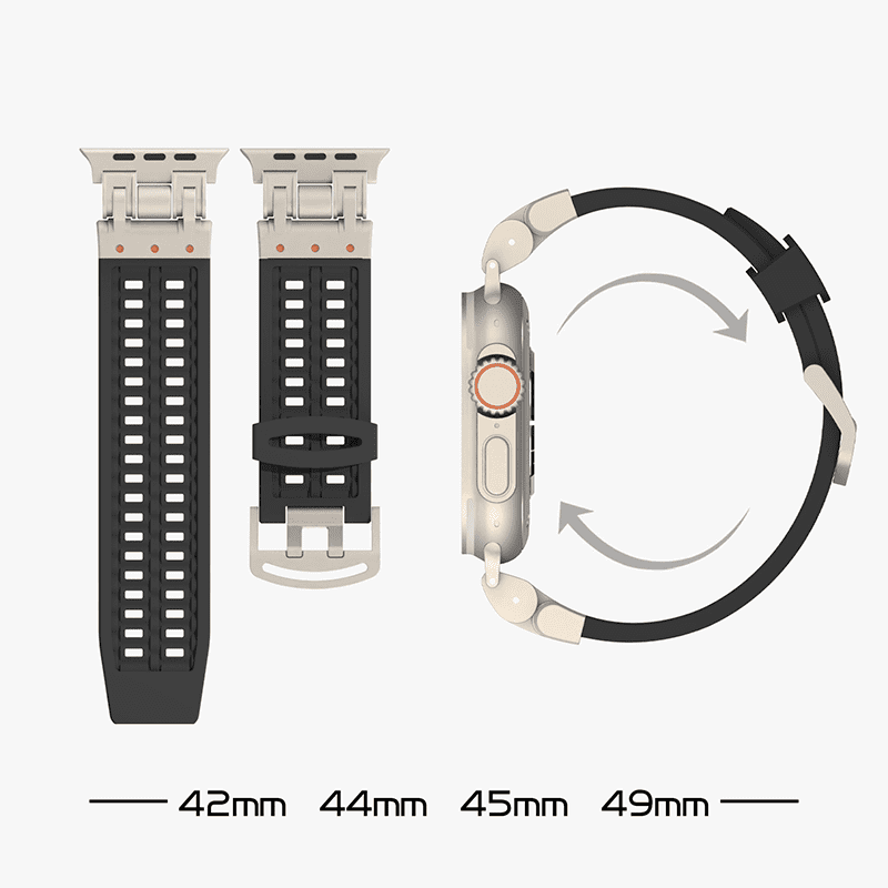 Silikonarmband mit Doppelschnalle und Anschluss aus Zinklegierung für die Apple Watch