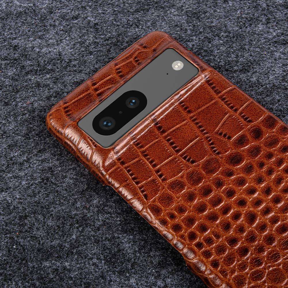 Funda para Google Pixel de piel auténtica de grano doble 