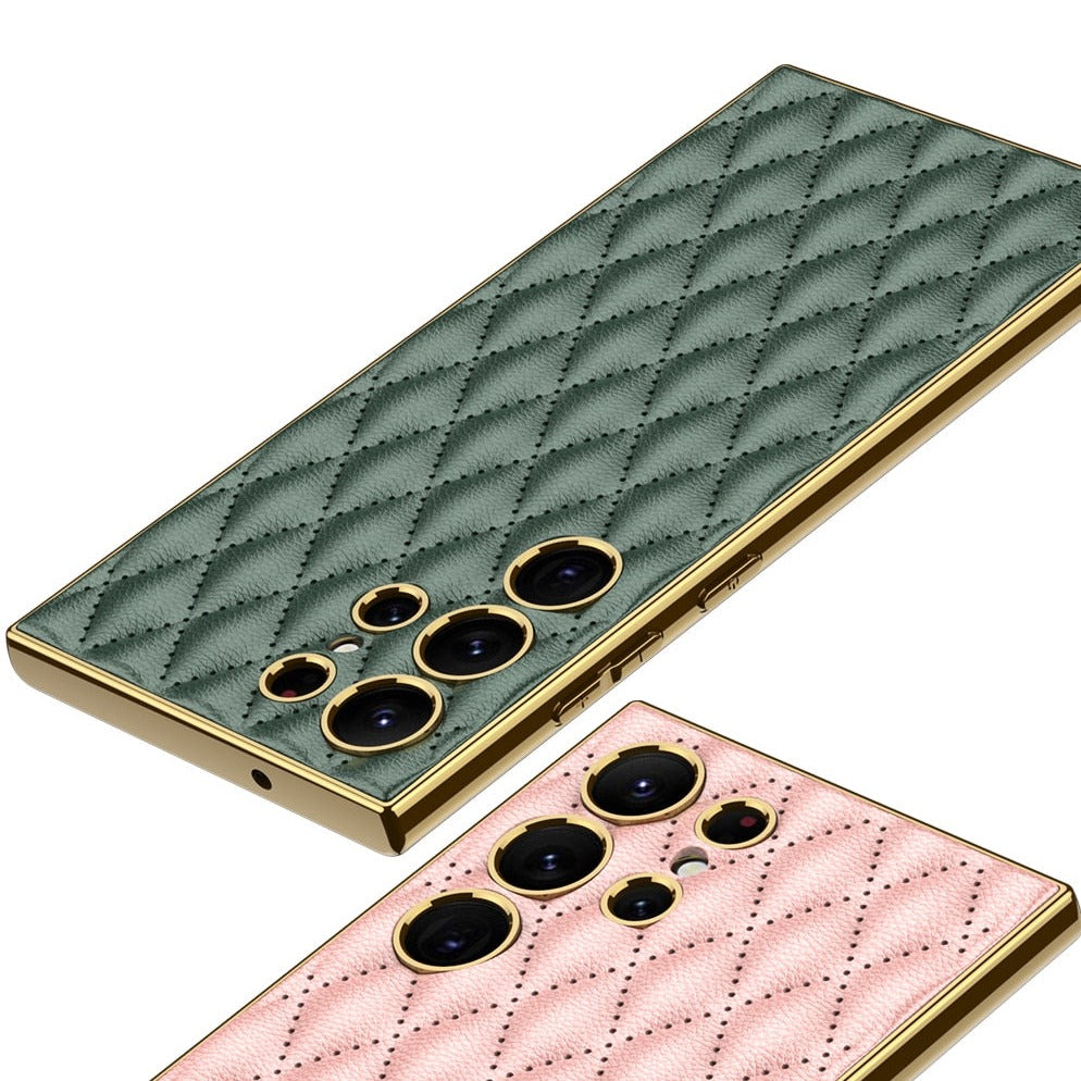 Funda Samsung de piel sintética con revestimiento de diamante galvanizado 