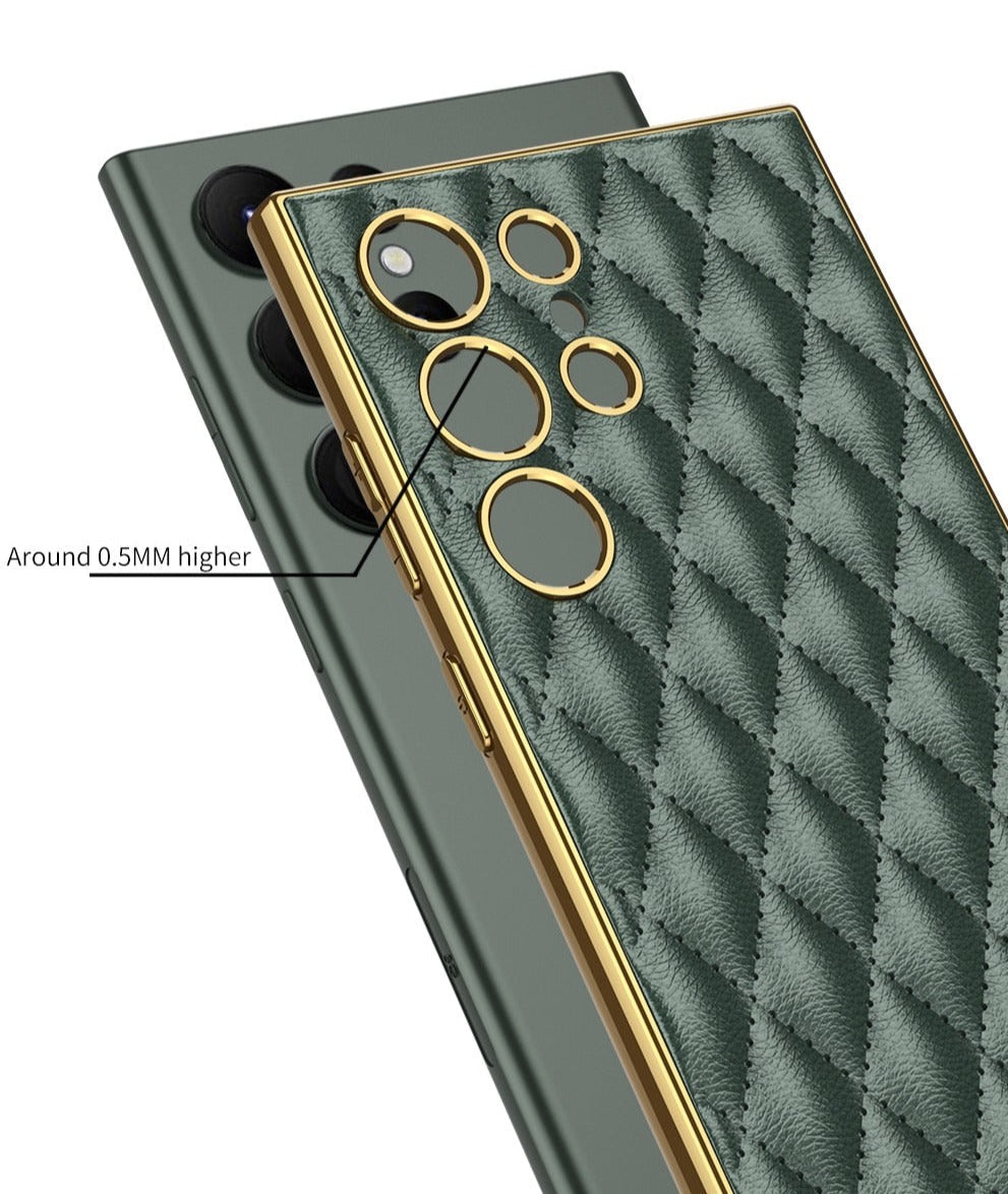 Funda Samsung de piel sintética con revestimiento de diamante galvanizado 