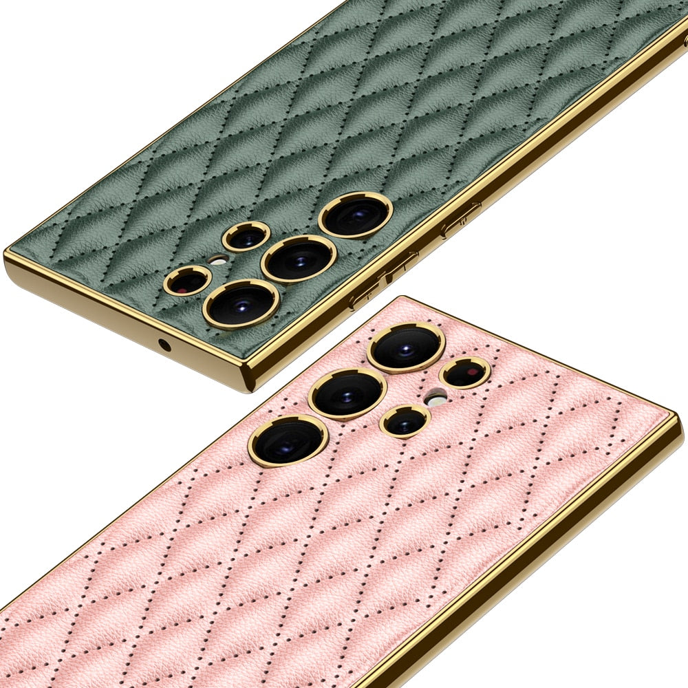 Funda Samsung de piel sintética con revestimiento de diamante galvanizado 