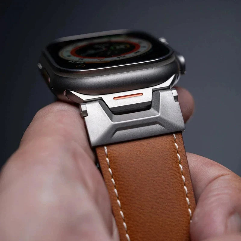 "Extravagant Band" Leather Band With Titanium Connector for Apple Watch