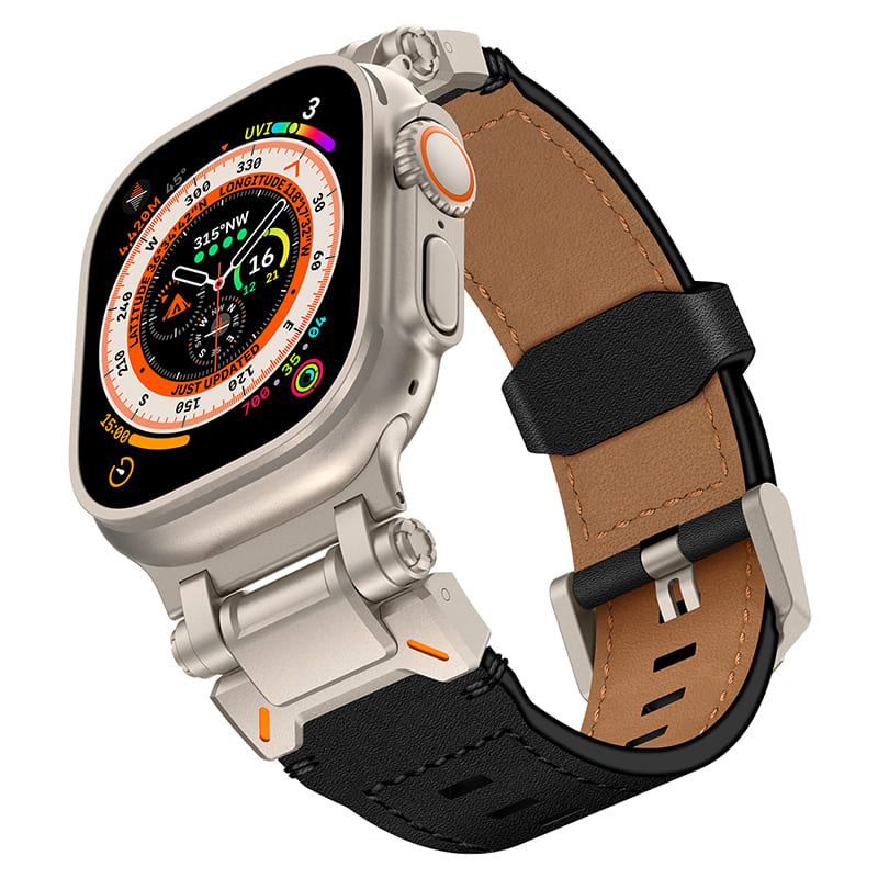 "Extravagant Band" Lederarmband mit Titan-Connector für Apple Watch