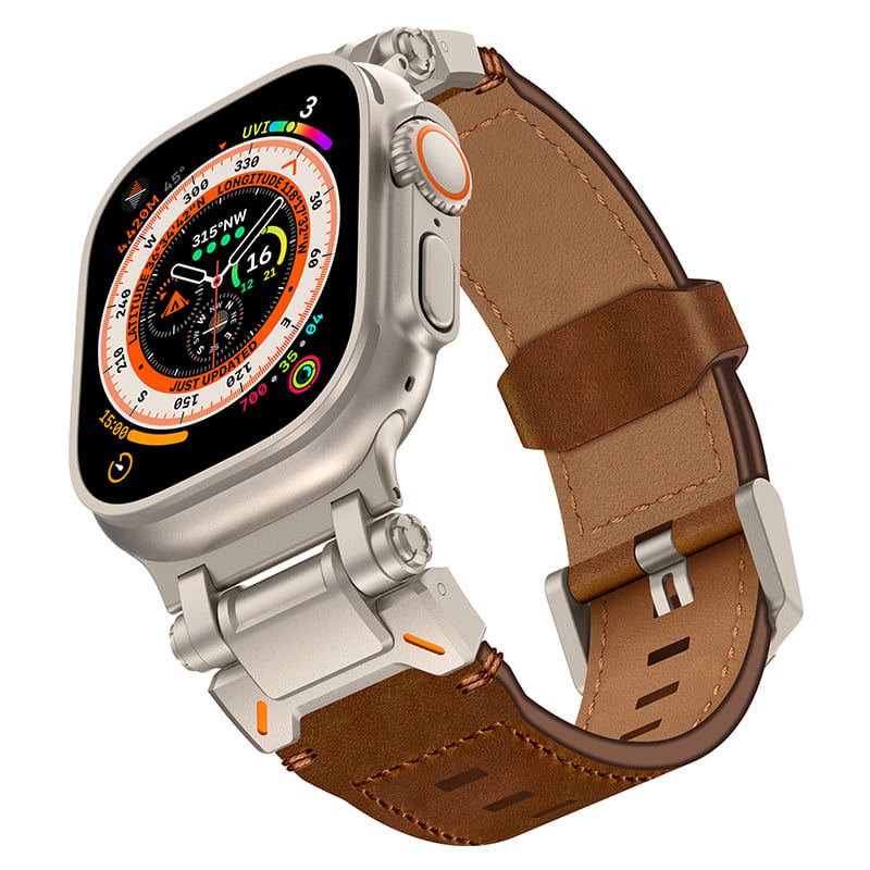 "Extravagant Band" Leather Band With Titanium Connector for Apple Watch