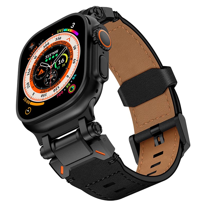 "Extravagant Band" Leather Band With Titanium Connector for Apple Watch