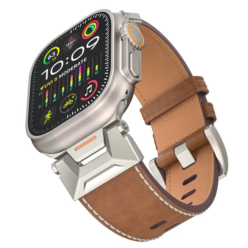 "Extravagant Band" Leather Band With Titanium Connector for Apple Watch